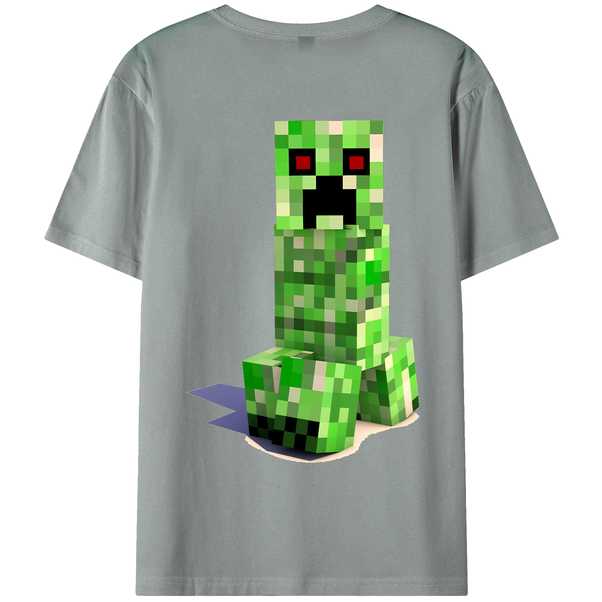 （画像用） マインクラフト ブロックの世界 Minecraft MC Block world 綿100％ メンズ半袖Tシャツ（バックプリント） 通気性